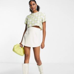 ASOS Design Cropped Sequin Checkerboard Top